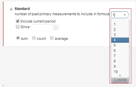 Select the Number of Past Primary Measurements to Include