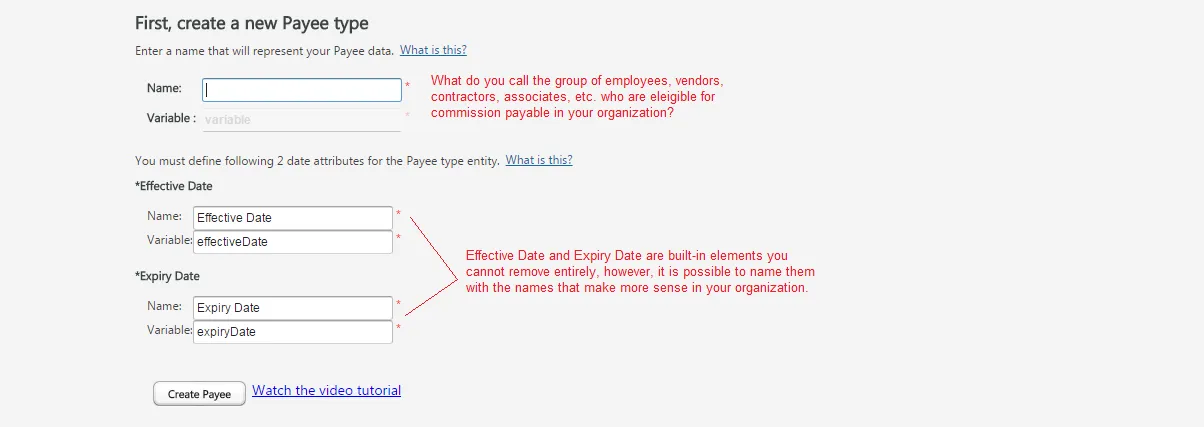 Define Your Payee