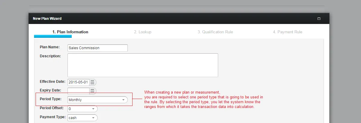 Select the Period Type